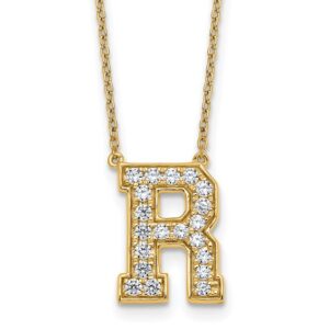 14k 1/2ct Lab Grown Diamond VS+ F+ Comp Letter R 18in Initial Necklace