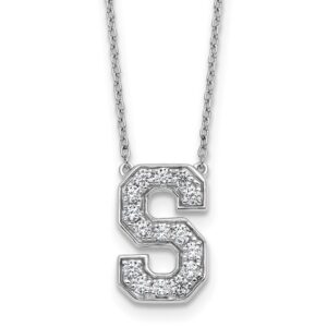 14kw 3/8ct Lab Grown Diamond VS+ F+ Comp Letter S 18in Initial Necklace