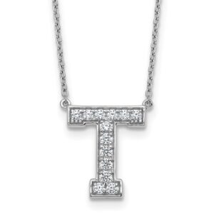 14kw 1/3ct Lab Grown Diamond VS+ F+ Comp Letter T 18in Initial Necklace