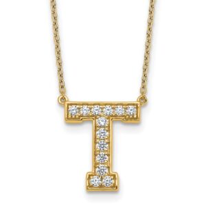 14k 1/3ct Lab Grown Diamond VS+ F+ Comp Letter T 18in Initial Necklace