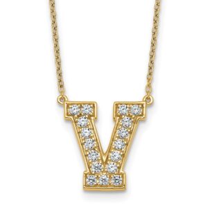14k 3/8ct Lab Grown Diamond VS+ F+ Comp Letter V 18in Initial Necklace