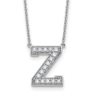 14kw 3/8ct Lab Grown Diamond VS+ F+ Comp Letter Z 18in Initial Necklace