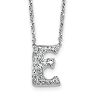 14kw 3/8ct Lab Grown Diamond VS+ F+ Comp Letter E 18in Initial Necklace