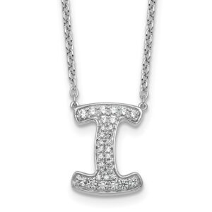 14kw 1/3ct Lab Grown Diamond VS+ F+ Comp Letter I 18in Initial Necklace