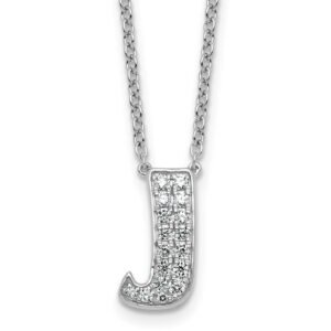 14kw 1/3ct Lab Grown Diamond VS+ F+ Comp Letter J 18in Initial Necklace
