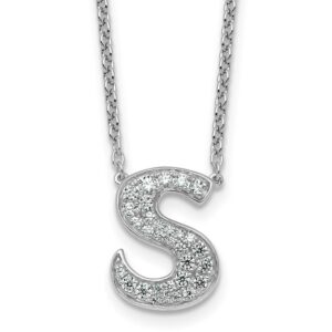 14kw 1/3ct Lab Grown Diamond VS+ F+ Comp Letter S 18in Initial Necklace