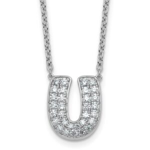 14kw 5/8ct Lab Grown Diamond VS+ F+ Comp Letter U 18in Initial Necklace
