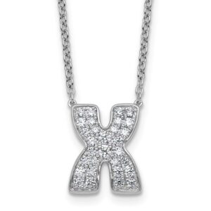 14kw 1/2ct Lab Grown Diamond VS+ F+ Comp Letter X 18in Initial Necklace