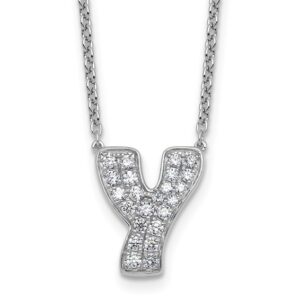 14kw 1/2ct Lab Grown Diamond VS+ F+ Comp Letter Y 18in Initial Necklace