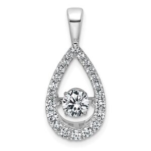 14k White Gold 7/8ct Lab Grown Diamond VS+ F+ Comp Teardrop Pendant