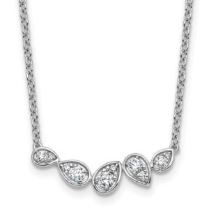 14kw 3/4ct Lab Grown Diamond VS+ F+ Comp 18in Pear-Link Bar Necklace