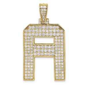 14k 3 1/3ct Lab Grown Dia VS+ F+ Initial A Large Comp Pendant