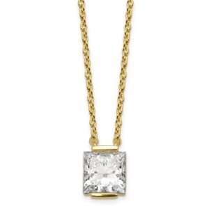 14ky 1ct Cert Princess LabGrown Dia VS+ F+ Comp Pendant Necklace