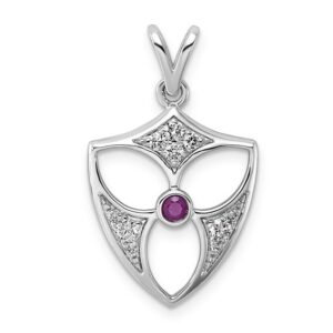 14kw Lab Grown Diamond VS+ F+ and Ruby Fashion Pendant