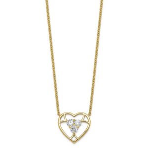 14k Lab Grown Diamond VS+ F+ 3-stone Heart Necklace
