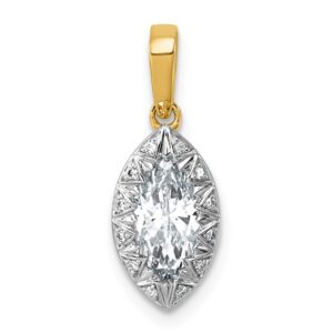10ky w/Rhodium Lab Grown VS+ F+ Marquise Center Diamond Pendant