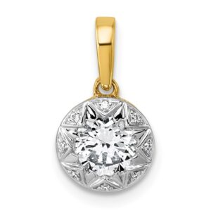 10ky w/Rhodium Cert Lab Grown VS+ F+ Round Center Diamond Pendant