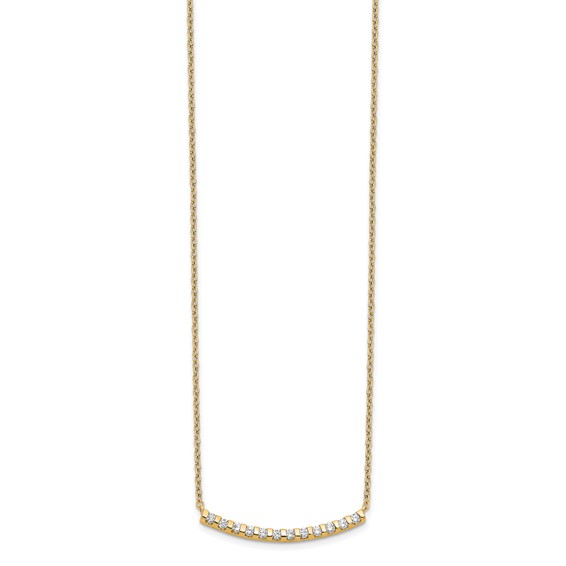 14k 1/4ct Lab Grown Diamond VS/SI+ G+ Comp 18in Curved Bar Necklace - Image 2
