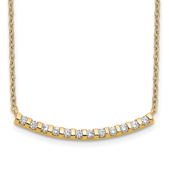 14k 1/4ct Lab Grown Diamond VS/SI+ G+ Comp 18in Curved Bar Necklace