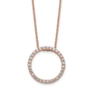 14k Rose Gold 1/2ct Lab Grown Dia VS/SI+ G+ 18in Round Pendant Necklace