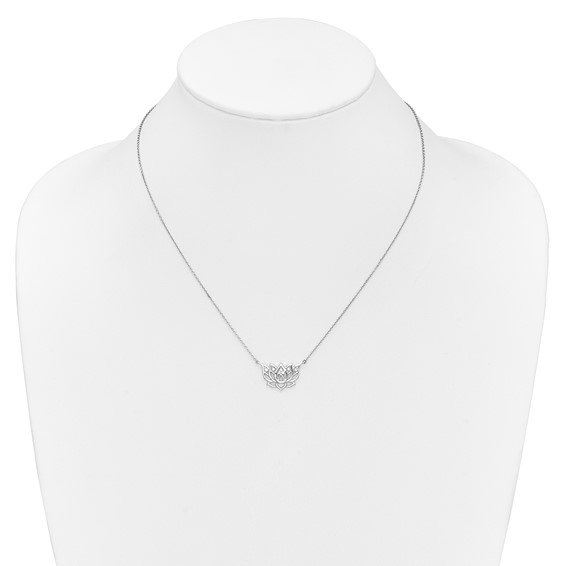 14kw 1/15ct Lab Grown Diamond VS/SI+ G+ Comp Lotus Flower 18in Necklace - Image 3