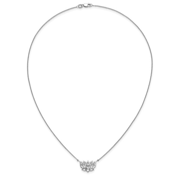 14kw 1/15ct Lab Grown Diamond VS/SI+ G+ Comp Lotus Flower 18in Necklace - Image 4