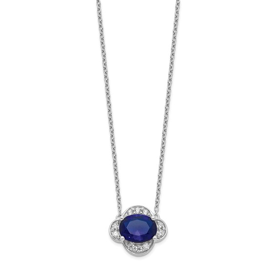 14kw 1/5ct Lab Grown Diamond VS/SI+ G+ & Cr Sapphire Comp 18in Necklace - Image 2