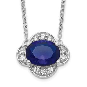 14kw 1/5ct Lab Grown Diamond VS/SI+ G+ & Cr Sapphire Comp 18in Necklace