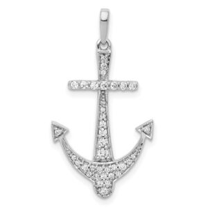 14k White Gold 1/4ct Lab Grown Diamond VS/SI+ G+ Comp Anchor Pendant