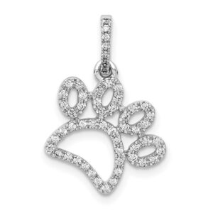 14k White Gold 1/4ct Lab Grown Diamond VS/SI+ G+ Comp Paw Print Pendant