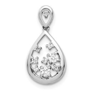 14kw 1/5ct Lab Grown Dia VS/SI+ G+ Comp Cluster Teardrop Pendant