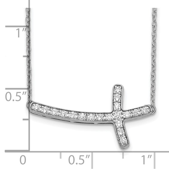 14kw 1/5ct Lab Grown Dia VS/SI+ G+ Comp 18in Sideways Cross Necklace - Image 3