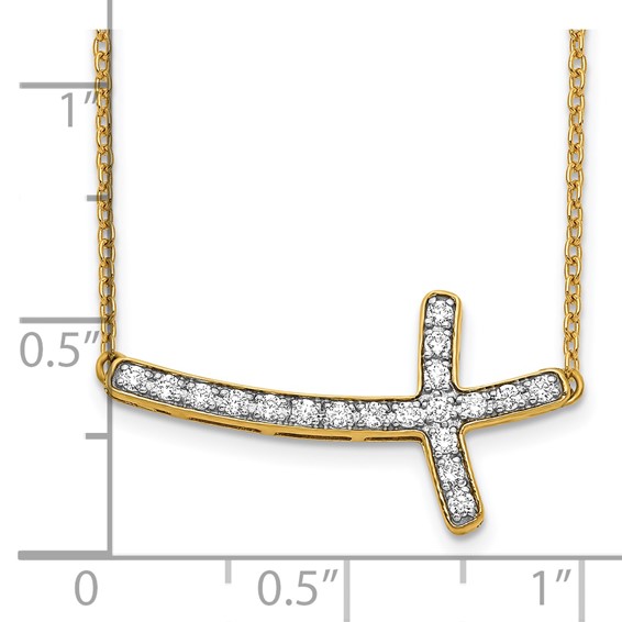 14k 1/5ct Lab Grown Dia VS/SI+ G+ Comp 18in Sideways Cross Necklace - Image 3