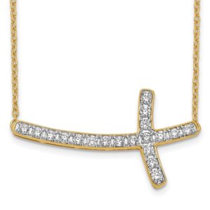 14k 1/2ct Lab Grown Dia VS/SI+ G+ Comp 18in Sideways Cross Necklace