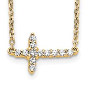 14k 1/6ct Lab Grown Dia VS/SI+ G+ Comp 18in Sideways Cross Necklace