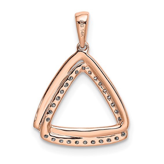 14k Rose Gold 1/6ct Lab Grown Dia VS/SI+ G+ Comp Double Triangle Pendant - Image 3