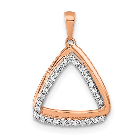 14k Rose Gold 1/6ct Lab Grown Dia VS/SI+ G+ Comp Double Triangle Pendant