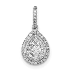 14kw 1/3ct Lab Grown Dia VS/SI+ G+ Comp Teardrop Dangle Pendant
