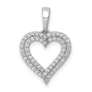 14kw 1/4ct Lab Grown Diamond VS/SI+ G+ Comp Double Row Heart Pendant