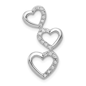 14kw 1/10ct Lab Grown Diamond VS/SI+ G+ Comp Triple Heart Chain Slide