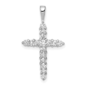 14k White Gold 1/2ct Lab Grown Diamond VS/SI+ G+ Comp Cross Pendant
