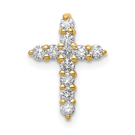 14k 1/3ct Lab Grown Diamond VS/SI+ G+ Comp Cross Chain Slide Pendant
