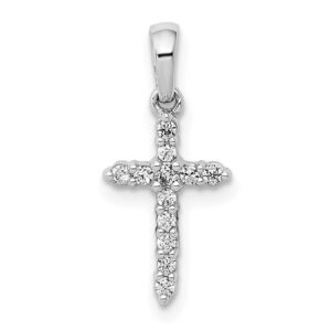 14k White Gold 1/10ct Lab Grown Diamond VS/SI+ G+ Comp Cross Pendant