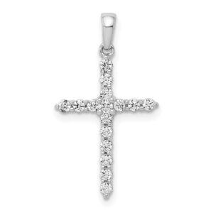 14k White Gold 1/4ct Lab Grown Diamond VS/SI+ G+ Comp Cross Pendant