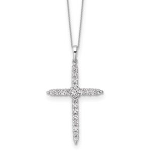14kw 1ct Lab Grown Dia VS/SI+ G+ Comp 18in Cross Pendant Necklace