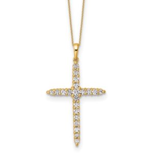 14k 1ct Lab Grown Dia VS/SI+ G+ Comp 18in Cross Pendant Necklace