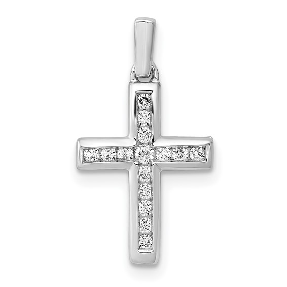 14kw 1/6ct Lab Grown Diamond VS/SI+ G+ Comp Latin Cross Pendant