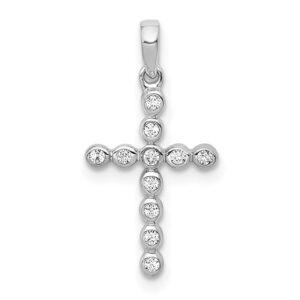 14k White Gold 1/10ct Lab Grown Diamond VS/SI+ G+ Comp Cross Pendant