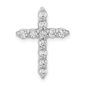 14kw 1/2ct Lab Grown Diamond VS/SI+ G+ Comp Cross Chain Slide Pendant