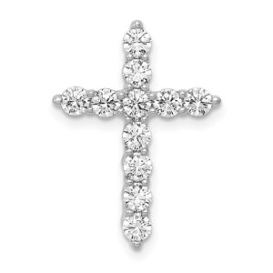 14kw 3/4ct Lab Grown Diamond VS/SI+ G+ Comp Cross Chain Slide Pendant
